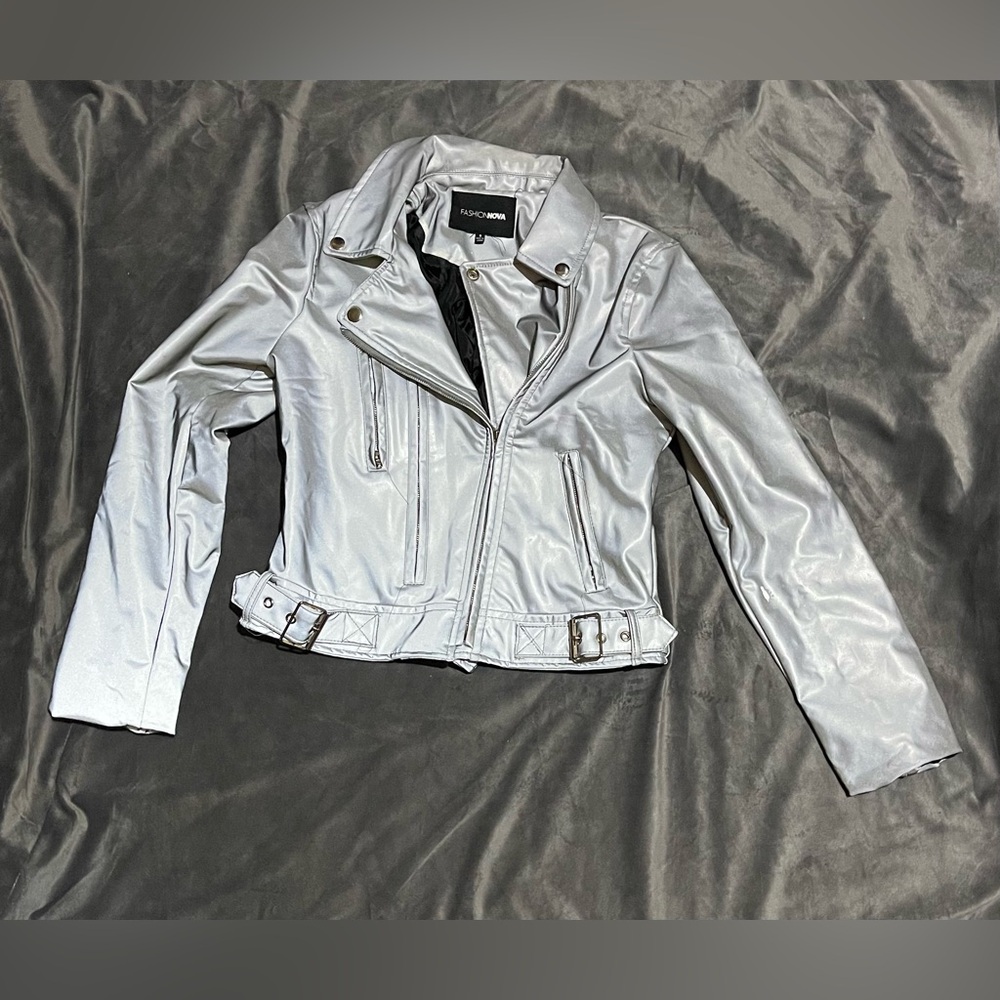 Fashion Nova Silver  Moto Jacket